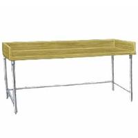 Advance Tabco TBG304 Bakers Table Maple Wood Top with Splash at Rear and Both Sides Galvanized Open Base 30 Front to Back 48 Long