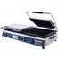 Globe GSGDUE14D Panini Grill Electric 2 14 X 14 Smooth Lower Grills Split Smooth Upper and Lower Grills Cast Iron Plates Timer with 4 Programmable Presets