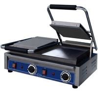 Globe GSGDUE10 Panini Sandwich Grill Electric Two Sided Grill Dual 10 x 10 Smooth Plates Thermostatic Control