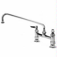 TS Brass B0221 Deck Mixing Faucet w12 Swing Nozzle 8 Centers Lever Handles