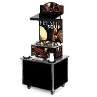 Vollrath 3702802 Soup Kiosk Free Standing Merchandiser with Tuscan Graphics Black Laminate Signature Server Menu Board and Canopy with Light Cayenne Series