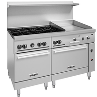 Vulcan 60SS6B24GP Range 60W 6 Burners 30000 BTU 24 Manual Griddle Right with Two Standard Ovens Left Oven 23000 BTU Right Oven 35000 BTU LP