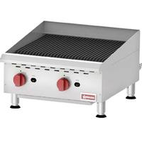 Omcan 43727 Charbroiler Countertop Gas Radiant 24 Wide 40000 BTU Every 6 Manual Controls 