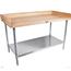 John Boos DNS07X Bakers Table Maple Wood Top Backsplash Galvanized Base and Undershelf 30 x 48 Length