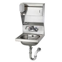 Krowne HS7 Hand Sink 14 Wide x 10 Front to Back 6 Deep Bowl Includes Splash Mount 6 Swing Spout Faucet Soap and Towel Dispenser Drain with P Trap