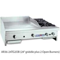 American Range AR4836G2OB Griddle Hotplate Combo Gas 36 Griddle and 2 Open Burners Manual Controls